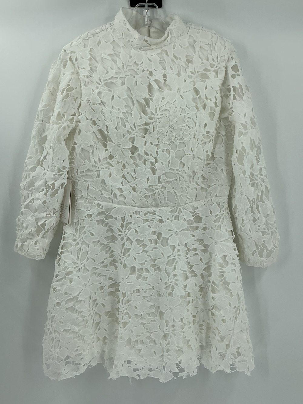 Witness of love White Floral Lace Long Sleeve Mini Dress small new